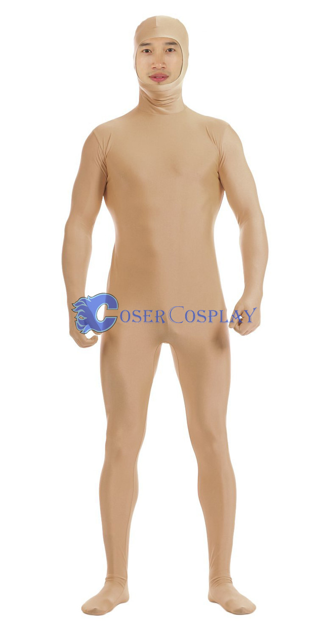 Open Face Zentai Costume Deep Beige Men